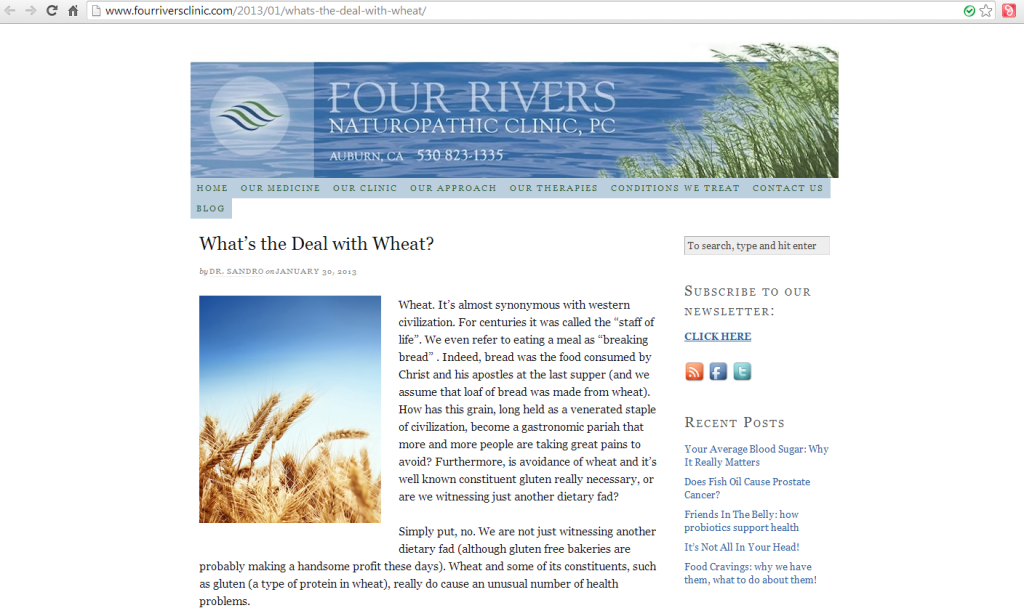 FOUR RIVERS NATUROPATHIC CLINIC - "WHAT'S THE DEAL WITH WHEAT?"