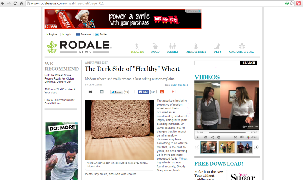 RODALE NEWS - THE DARK SIDE OF "HEALTHY" WHEAT